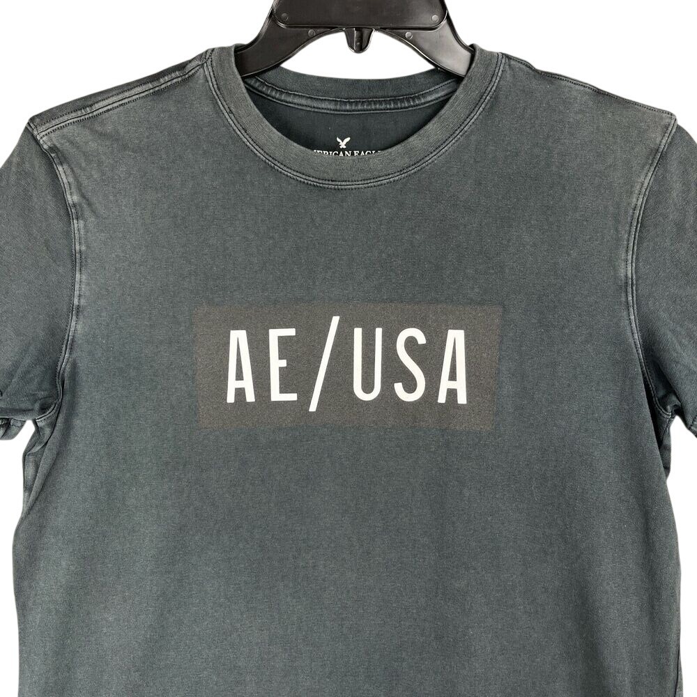 American Eagle T-Shirt Small Mens Casual USA Short-sleeve Worn-look Black